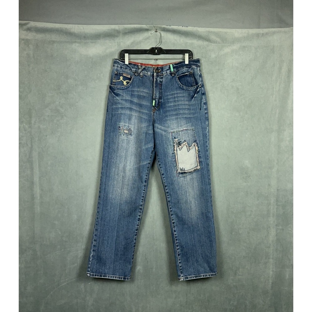 Y2K LRG Jeans Mens Size 32x30 Grass Roots Patchwork Distress Classic Fit Hip Hop